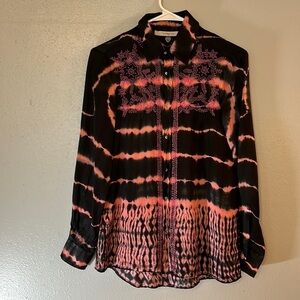 Rapsodia 100%rayón long sleeved blouse with embroidery. Size Small